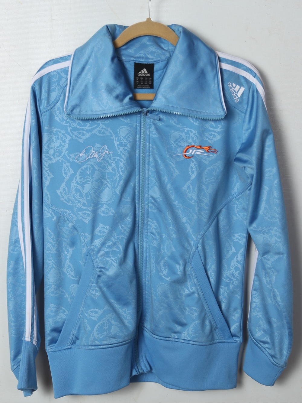 adidas Sky Blue Zip-Front Track Jacket with Orange Accent
